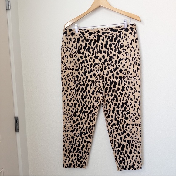Tibi Pants - Tibi cheetah animal print black tan ankle pants 12